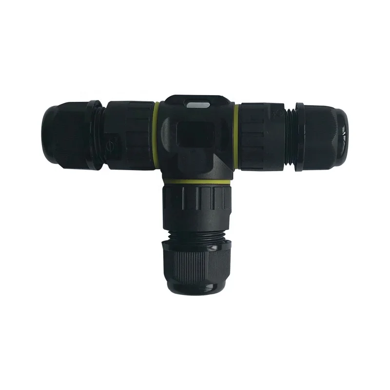 3 4 Pin Screw Type Original Manufacturer Strong Sealed Lighting Electrical Waterproof T Shape Connector IP68