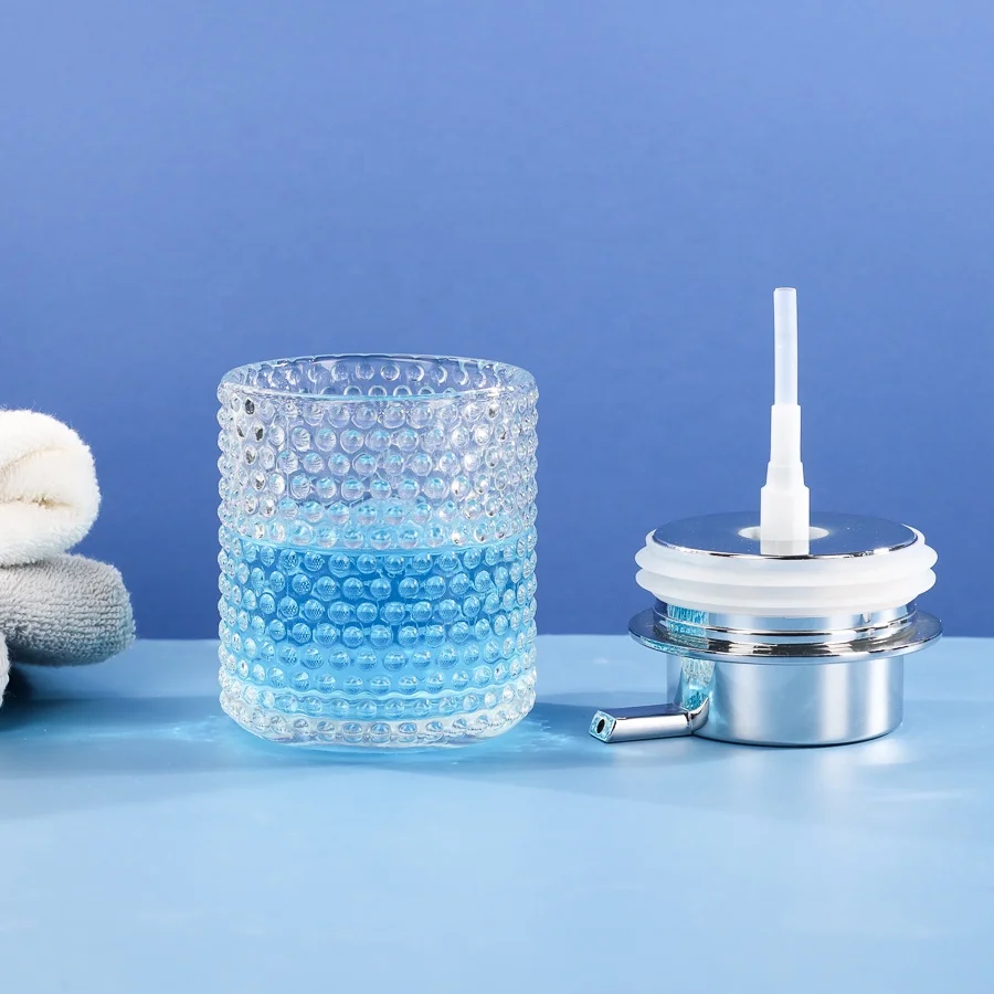 Reusable Wide Mouth 8oz 250ml Round Glass Soap Dispenser Bottle Luxury Design With Lotion Pump Sprayer For  Hand Washing