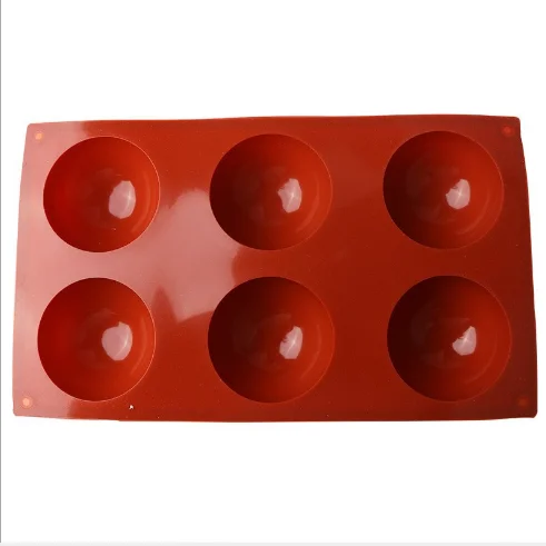 Lixsun Non-stick 6 cups Half Ball Shape Silicone Mold Cake Food Grade Sphere Chocolate Cake Baking Mold