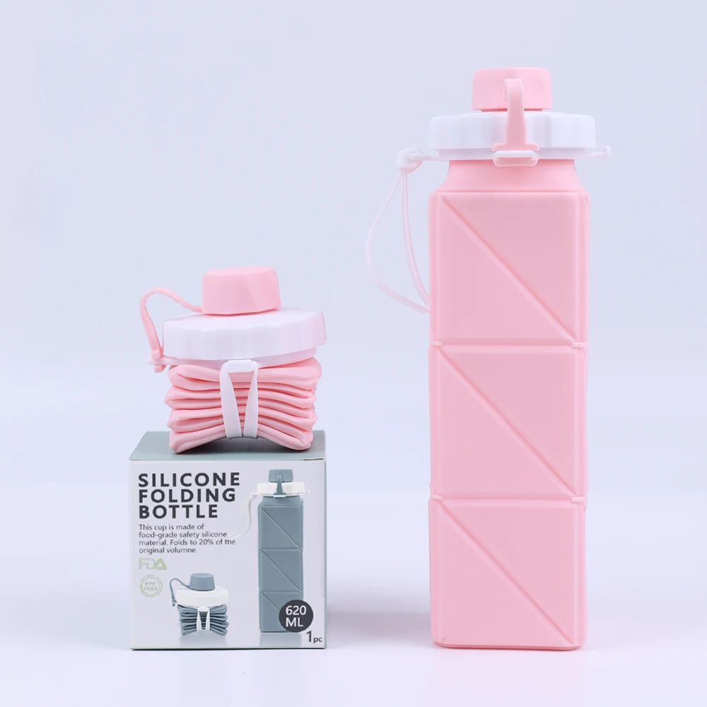New Product idea 2024 Outdoor Gym Girs Insulated Sport Water Bottles Foldable Custom Logo Water Bottle With Silicone Lid Cover