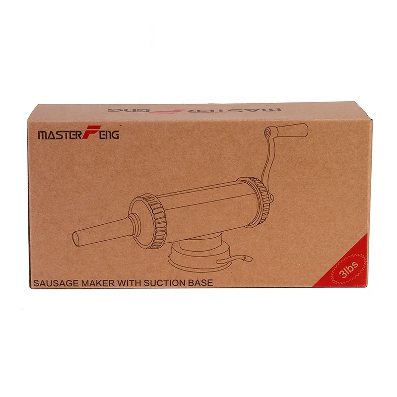 
1.5 KG Horizontal Sausage Maker Aluminum Sausage Syringe Machine with Manual Crank and Filling nozzles Sausage Stuffer 
