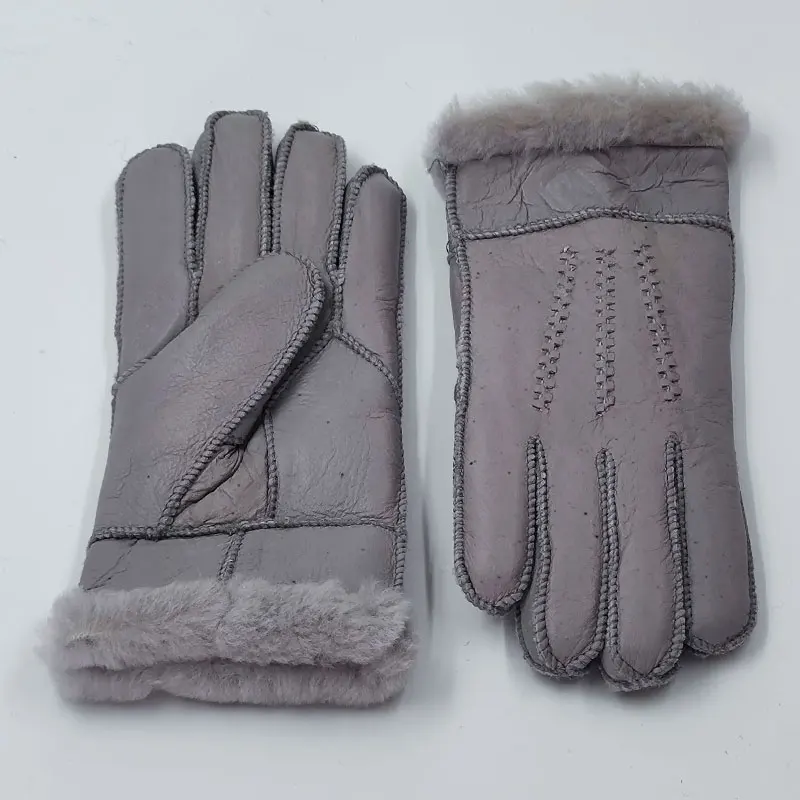 Winter Gloves Warm Fur Sheepskin Gloves Kids Children Leather Gloves Mitten