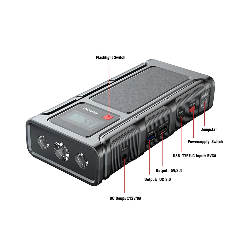 15000 мА/ч, 12V Power Bank пусковое устройство пиковое значение тока 1600A 7.0L 5.0L arrancador De daterias использование переносного автомобильного пускового устройства