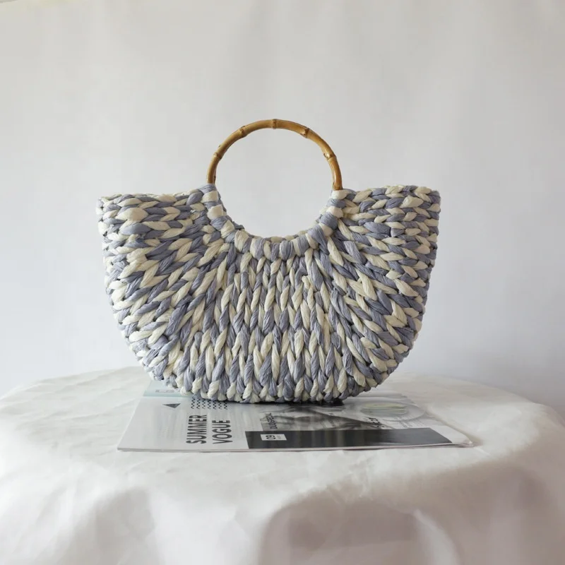 women wedding honeymoon beach paper straw woven tote clutch handbag hobo bag