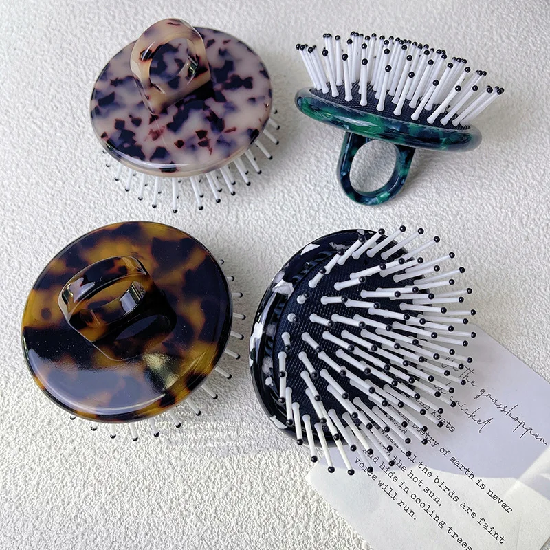 HONEY Custom Factory direct sales round acetic acid massage hair comb head treatment cellulose acetate comb wholesale