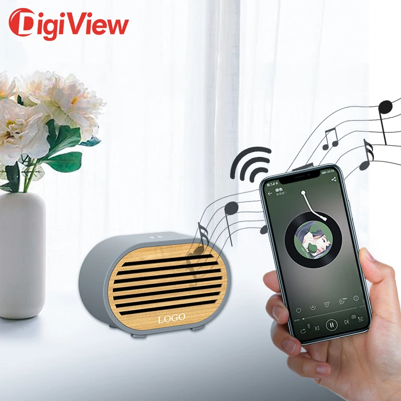 
New trends Light Weight Eco Friendly Biodegradable BT Speaker System Portable Mini 5W Bamboo Cement Wireless Charger and Speaker 