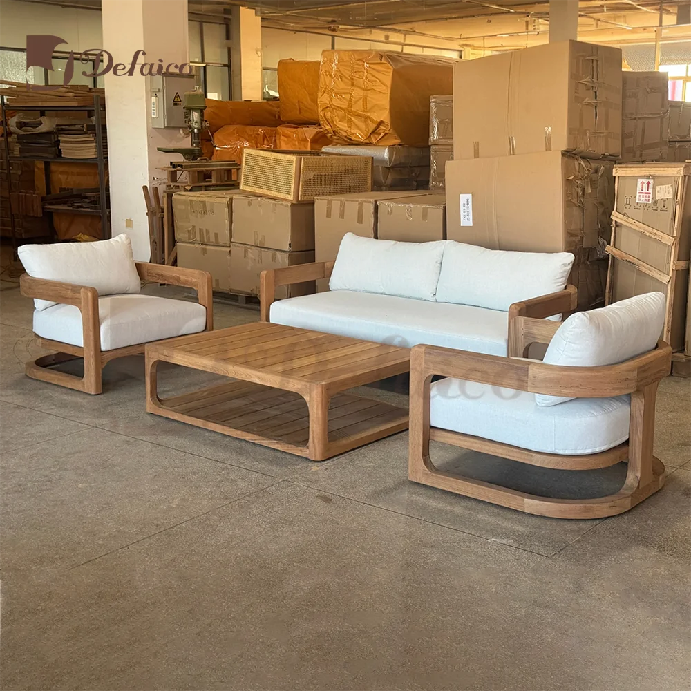 Defaico Hot Selling High Quality Outdoor Garden Furniture Natural Teak Wooden Sofa Set for Hotel Resort