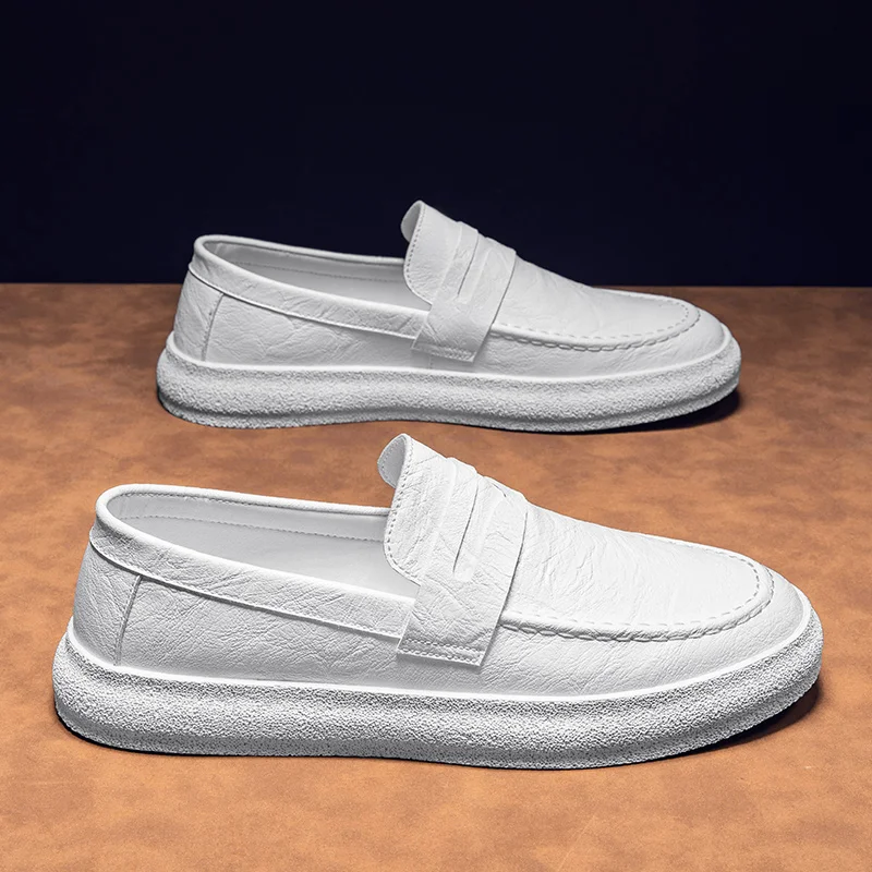 High Quality Lace-up Blank White Types Latest Custom Logo Leather Shoes Men No Brand Skateboarding Shoes