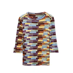 Женский Цветной вязаный свитер с рукавом 7 минут, Модный пуловер, женский джемпер