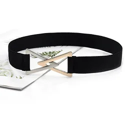 Ремень с треугольной пряжкой Женский, модный однотонный пояс на резинке для платьев и пальто