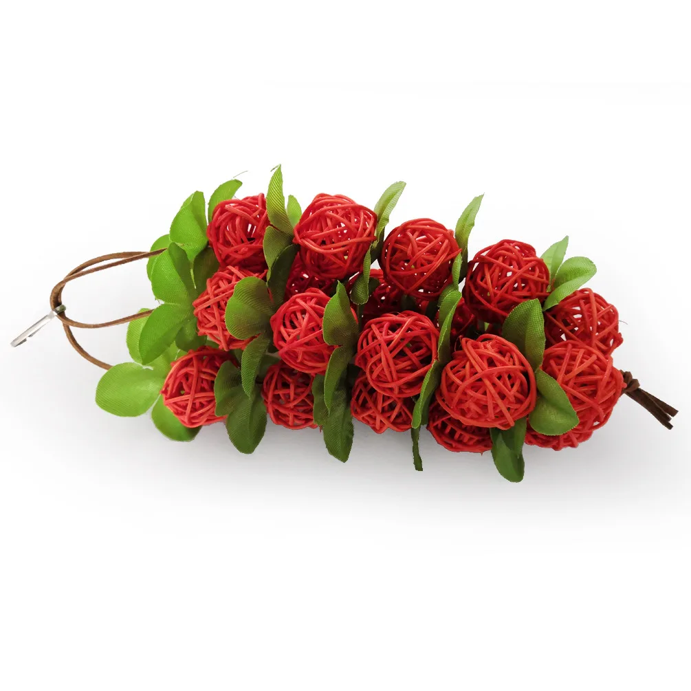 Bird Interactive Toy Natural Wood Rattan Hanging Parrot Toy