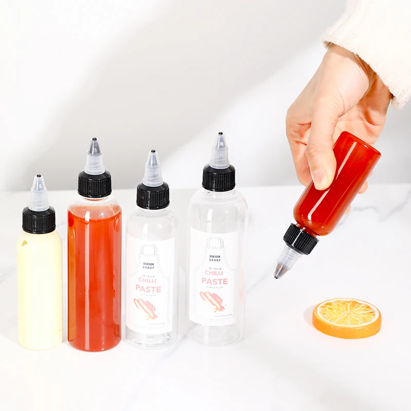Plastic Squeeze Condiment Bottles 380ml Ketchup And BBQ Plastic Tomato Sauce Dispensers Bottle With Twist On Lid