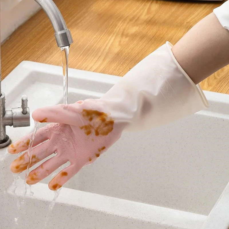 Home Cleaning Dishwashing Silicone Gloves Sponge Rubber Gloves 1 Pair Pack