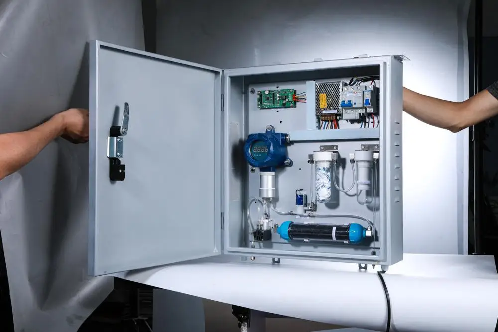 Industrial Fixed Display Ozone Gas Leak Monitor Controller Relay O3 Sensor With Alarm Light ATEX CE