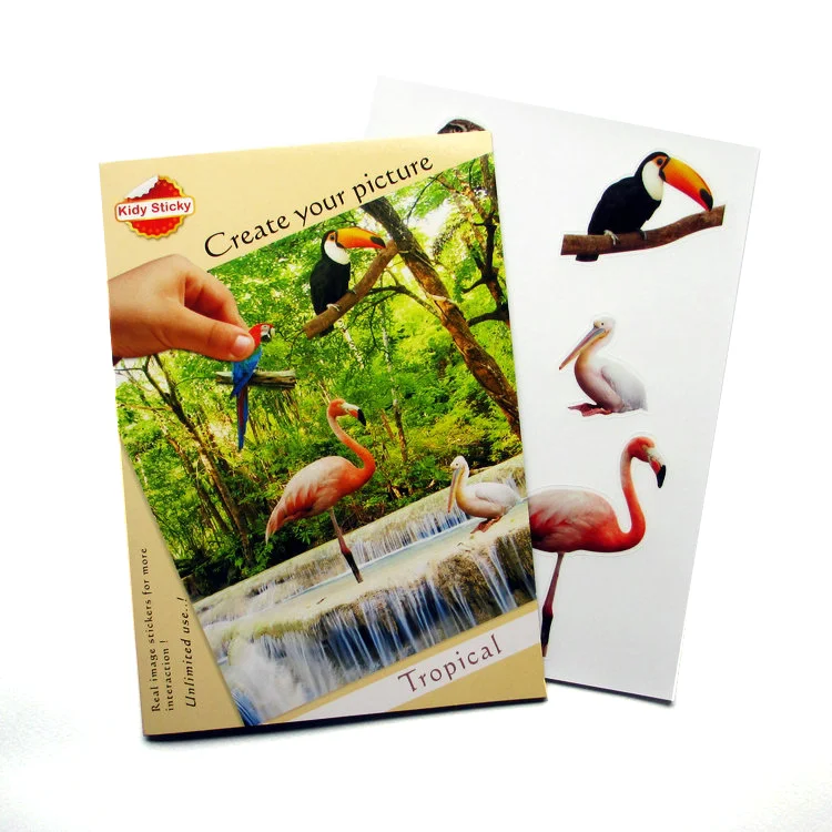 Custom Kids Activity Scenes stickers With Background Pad Reusable Sticker Album Set