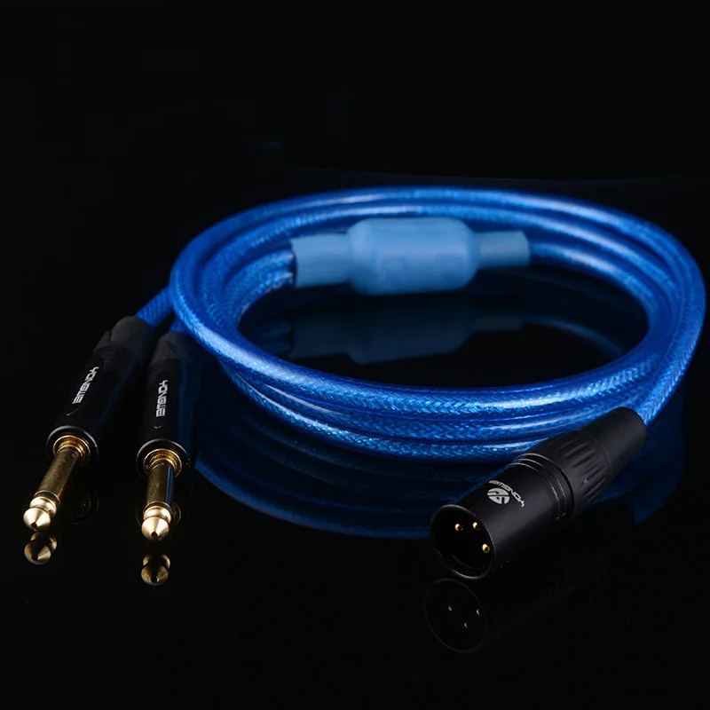 Factory Whosale Dual 6.35 mm TS To XLR 3Pin Male Cannon Stereo Speaker  Audio Cable