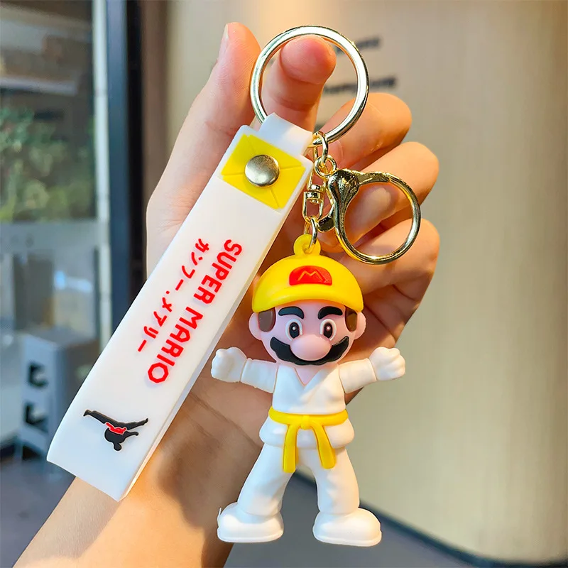 Cartoon 3D Tae Kwon Do PVC Keychain Super Mario Bros Mushroom Car Bag Decoration Key Ring Promotional custom Rubber Keychain