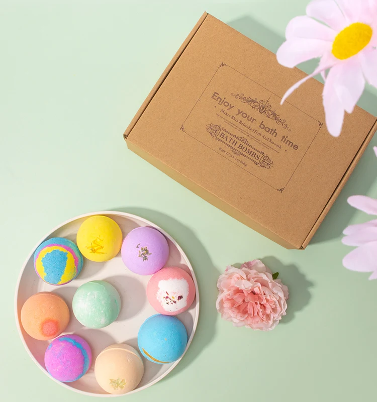 Custom Bath Supplies Bubble Bath fizzies Fizzy Vegan Essential Oil Natural Fragrance Sea Salt Bubble Ball Wrapping Bath Bomb