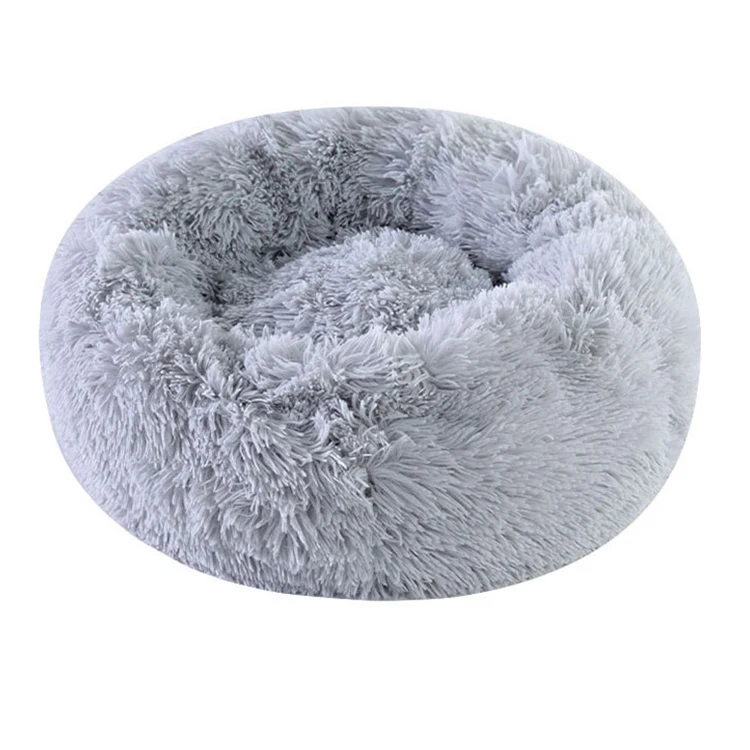 Manufacturers sell wholesale high quality cat beds round plush donuts winter warm and comfortable pet beds for dog and cat 2 buy