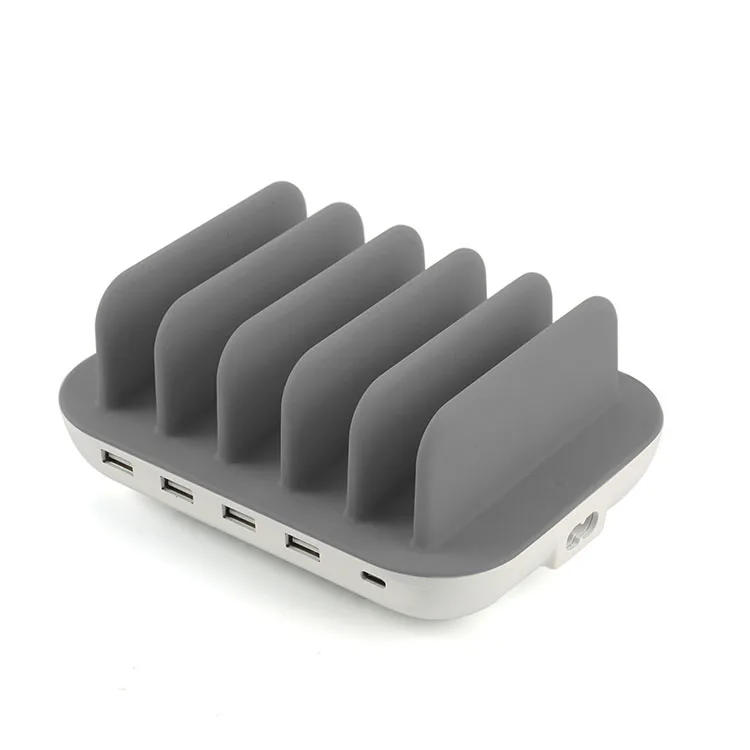 
50W 5-Port USB Charging Station Organizer for Multiple Devices, Fast Charging Station with ETL FCC CE Certification 