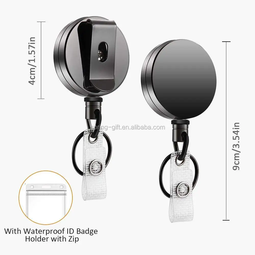 4CM Metal Retractable Reel ID Badge Holder with Belt Clip  Plastic Badge reel Keyring for Door Car Keychain