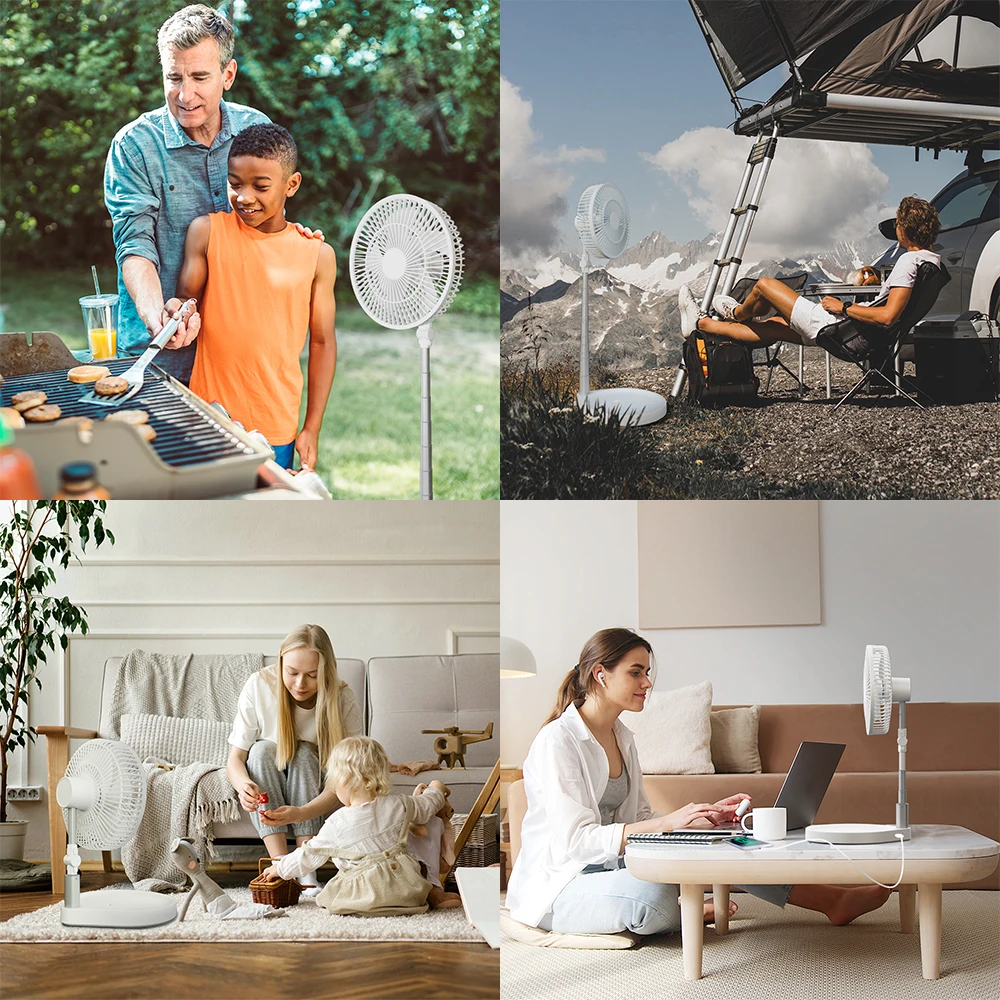 Chinese portable rechargeable oscillation foldable usb timing mini stand with led light fans