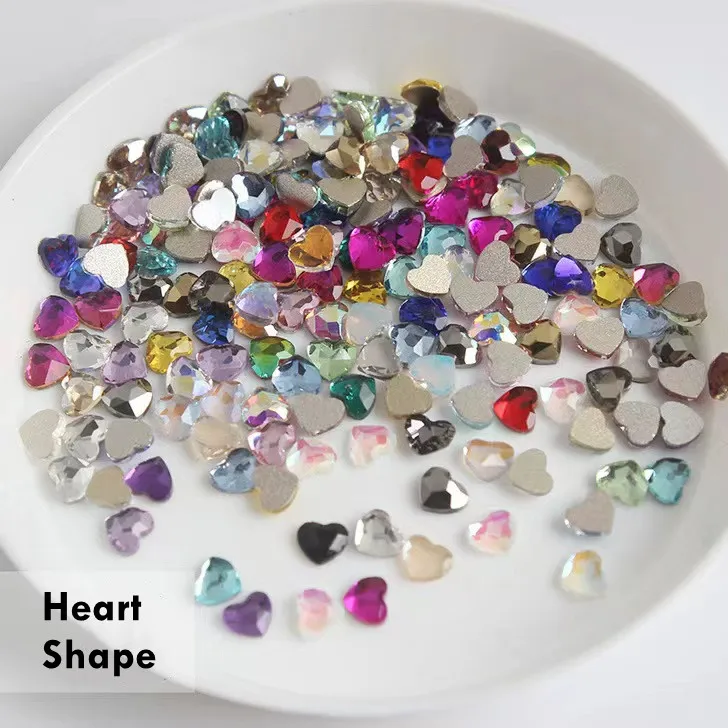 Best Seller Fashion Colorful Heart Shape For Starter Kit Lead Free Heart Tooth Crystals Tooth Gem Jewelry Stones
