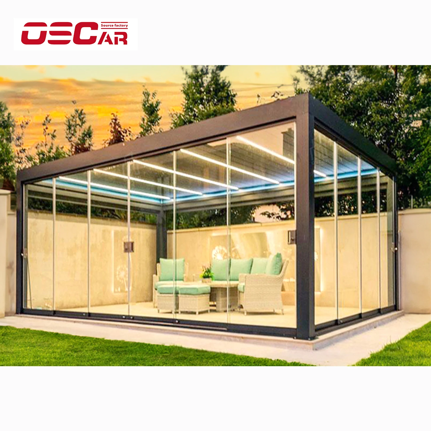 New Design Aluminum Outdoor Pergola Fashion Gazebo Garden Bioclimatic Aluminium Pavilion