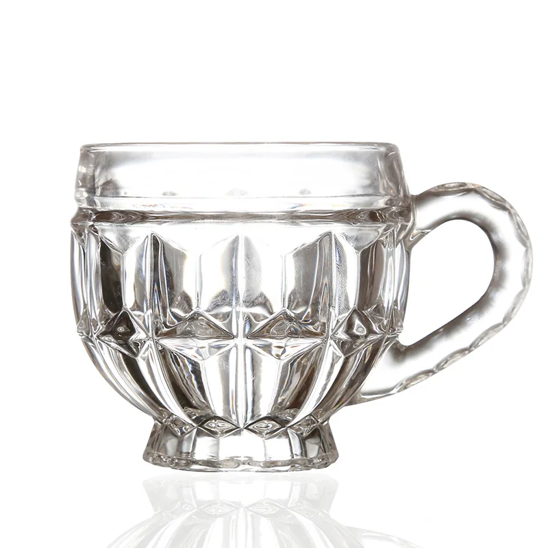 High look horizontal relief clear home Ins style breakfast coffee mug Glass cup lead-free ice diamond gifts transparent milk cup