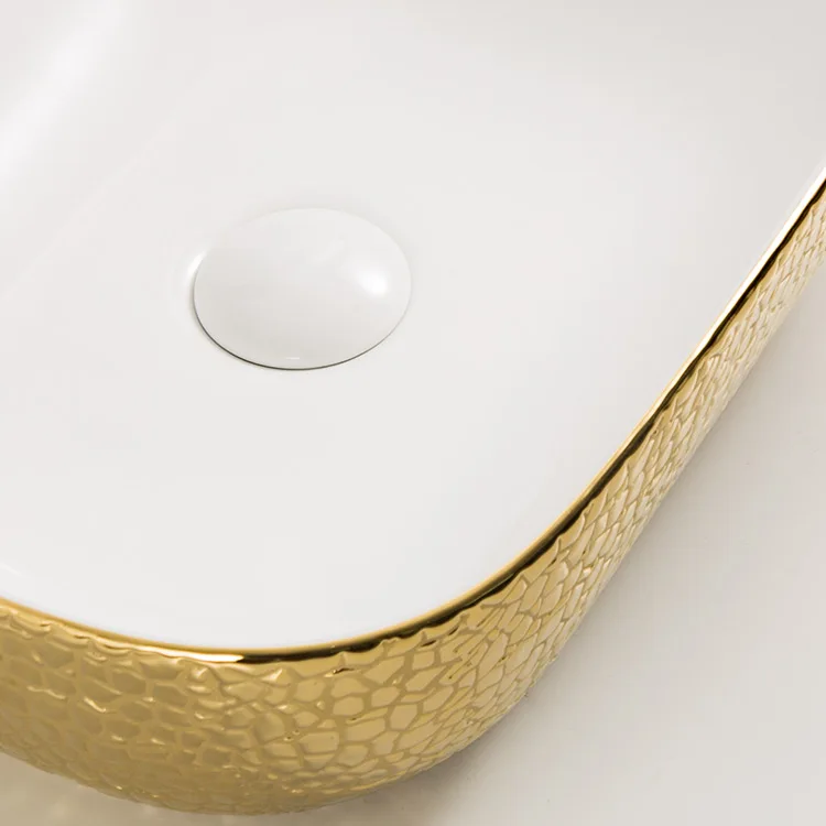 40 HQ lavabo white porcelain ceramic vessel vanity sink art basin electroplate wash basin CE sink from Chaozhou yingjie