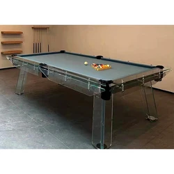 JS- 7 Feet. Black eight  glass Pool Table. Playing Field and Legs Made of Extra Clear Tempered Crystal