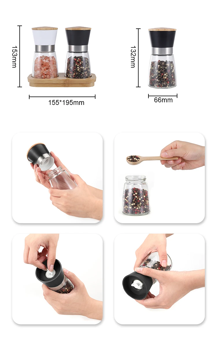 Набор для измельчения соли и перца регулируемая керамическая мельница с подставкой