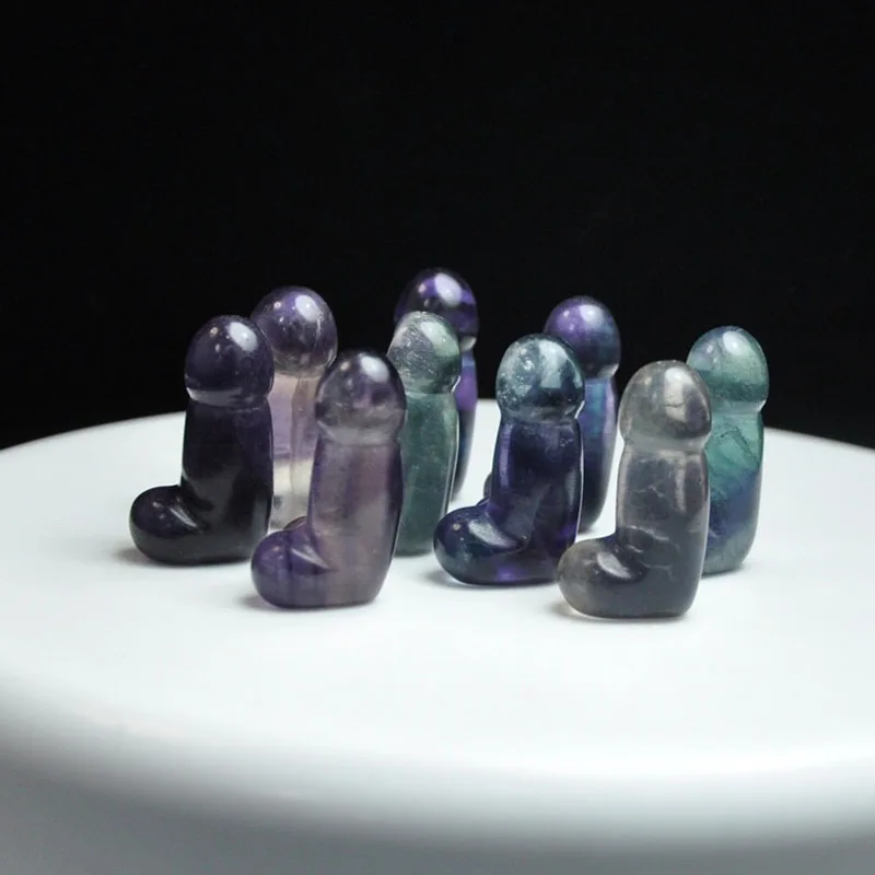 Wholesale Refined Crystal Crafts Natural Crystal Male Genitalia Fluorite Mini Penis For Healing
