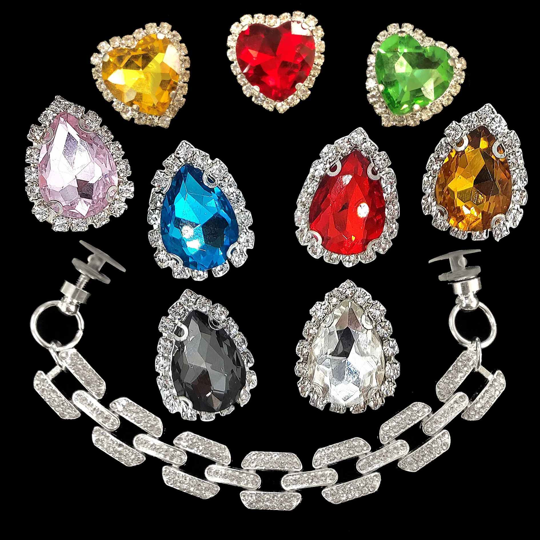 New Design Big name metal diamond chains and pearls bling Girl Gift Decoration  shoes charms