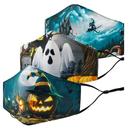 Hotsale Halloween 3D printed maskes washable adult dustproof cotton cloth face cover