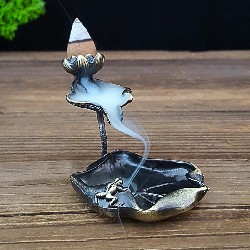 Incense Burner Lotus Waterfall Backflow Ceramic Censer Smoke Back Flow Cones Bullet Incense Holder Scented Gift  metal gifts