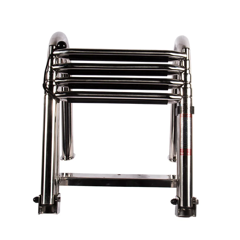 Stainless steel marine 4-section ladder hanging ladder with handrail launching ladder