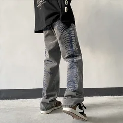 Purple brand Ripped denim jeans meFor men Stretch Trousers Blue Ripped Pants Elastic High Quality Brand Slim Jeans