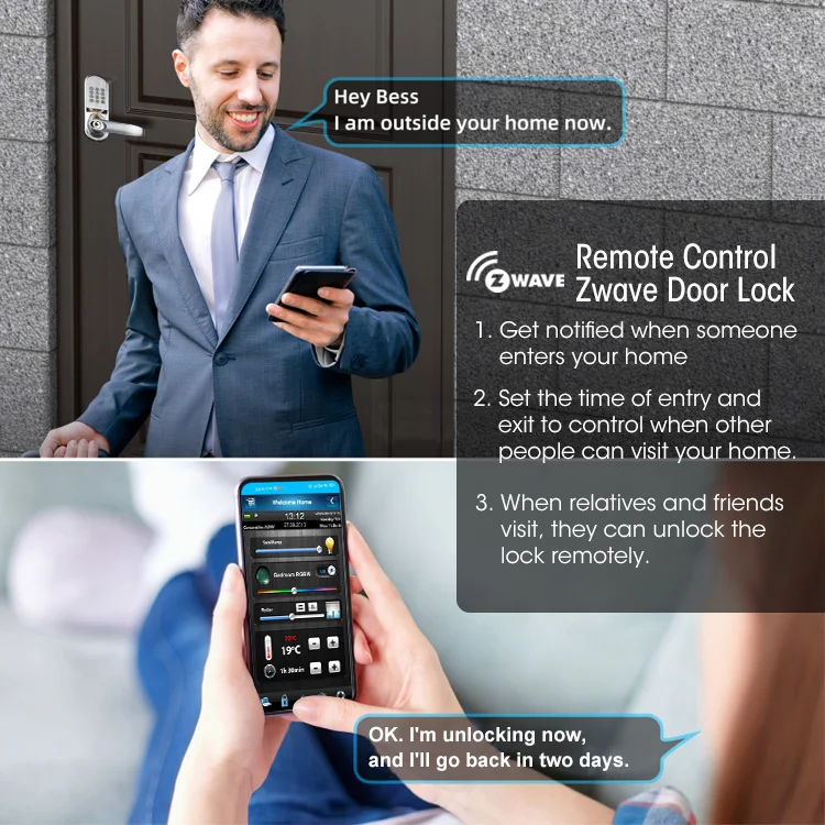 Electronic Zwave Door Lock Remote Control By Smart Phone