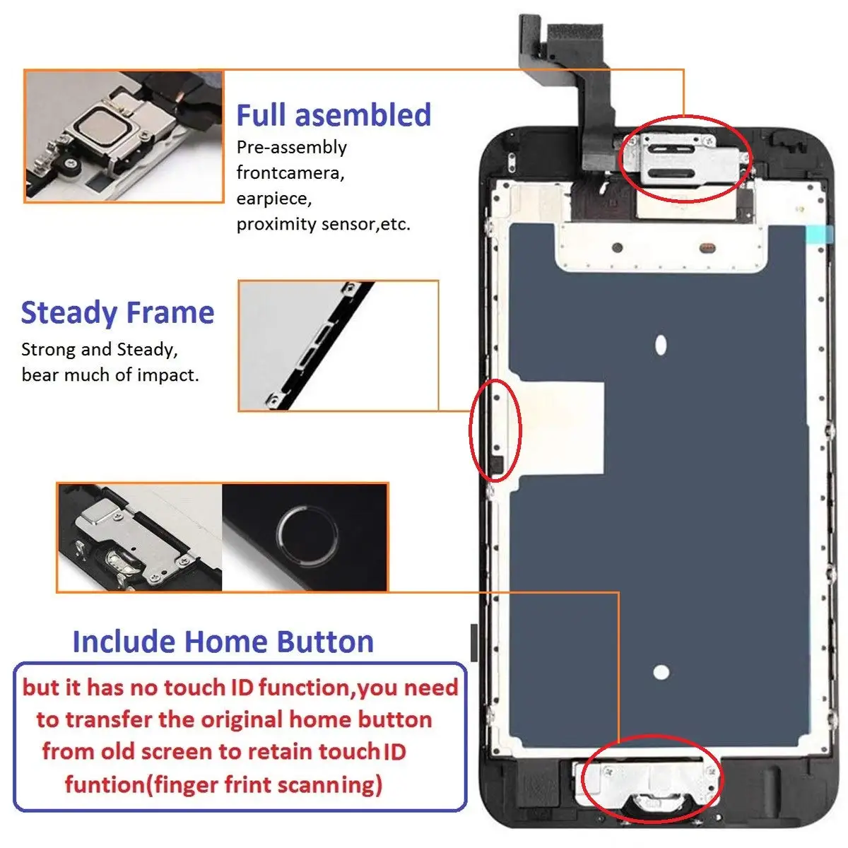 Cell Phone Assembly Flexible Lcd Screen For Iphone 6s 6 S Plus 7G 8G 7+ Screen Replacement White Black Touch Display Lcd Screen