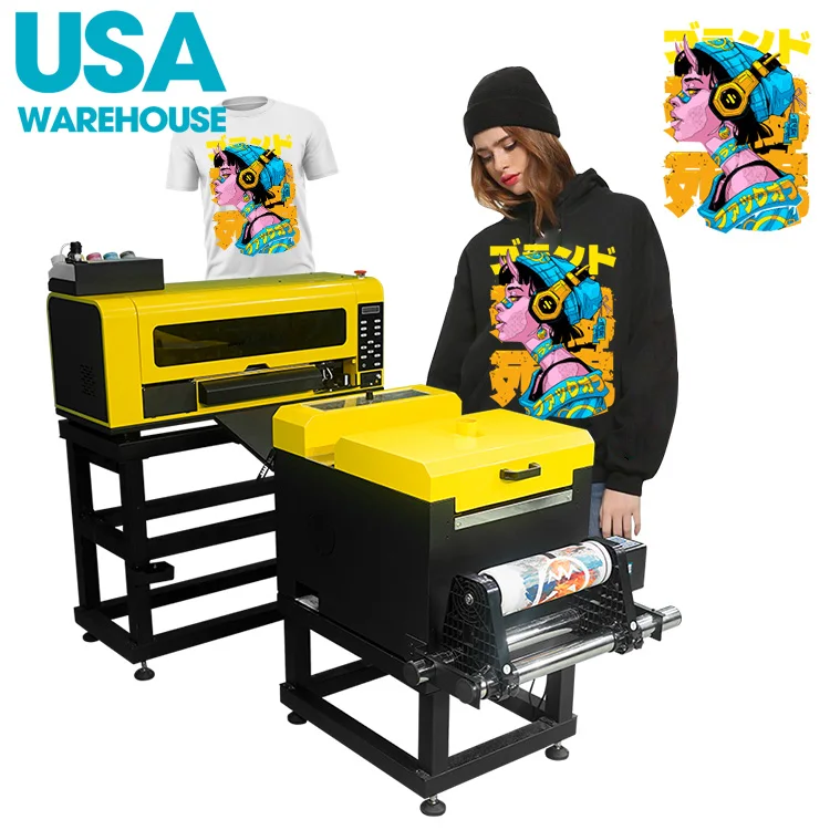 USA warehouse 12 inch dtf printer a3 dtf printer for t shirt printing with dual xp600 heads and powder shaker