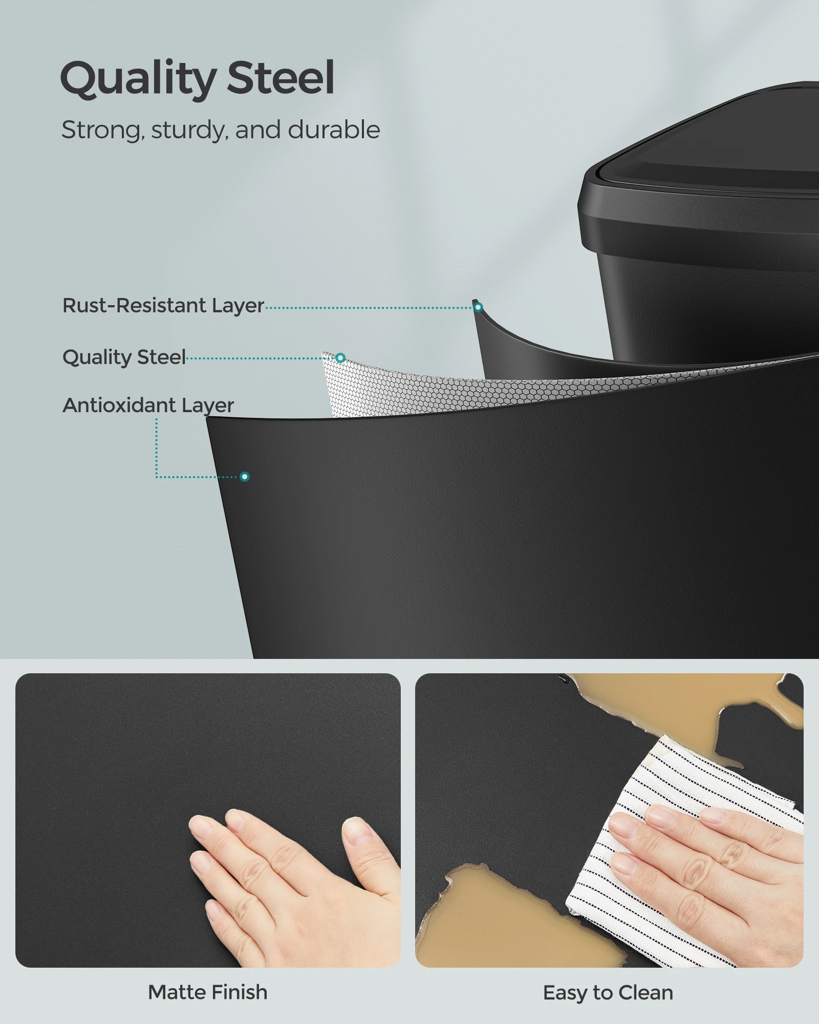 SONGMICS Large Capacity Hotel Dual Garbage Can 68L Rectangular Rubbish Bin Metal Waste Pedal Bin with Lid  Galvanized Trash Can