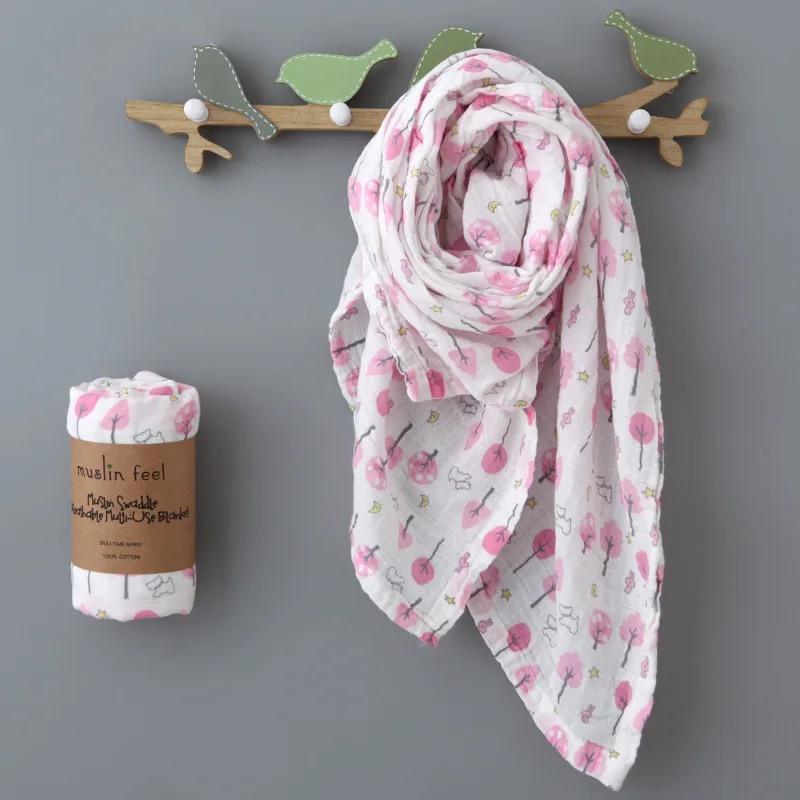 Factory Wholesale Beautiful Bamboo Fabric Baby Muslin Swaddle Blanket