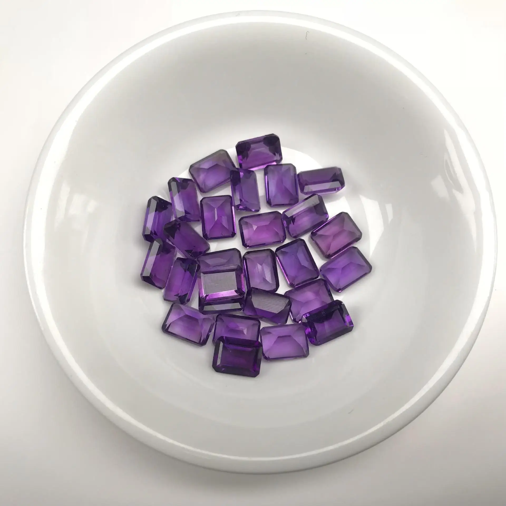 Craved Stone Rectangle Amethyst Crystal Gems For Ring