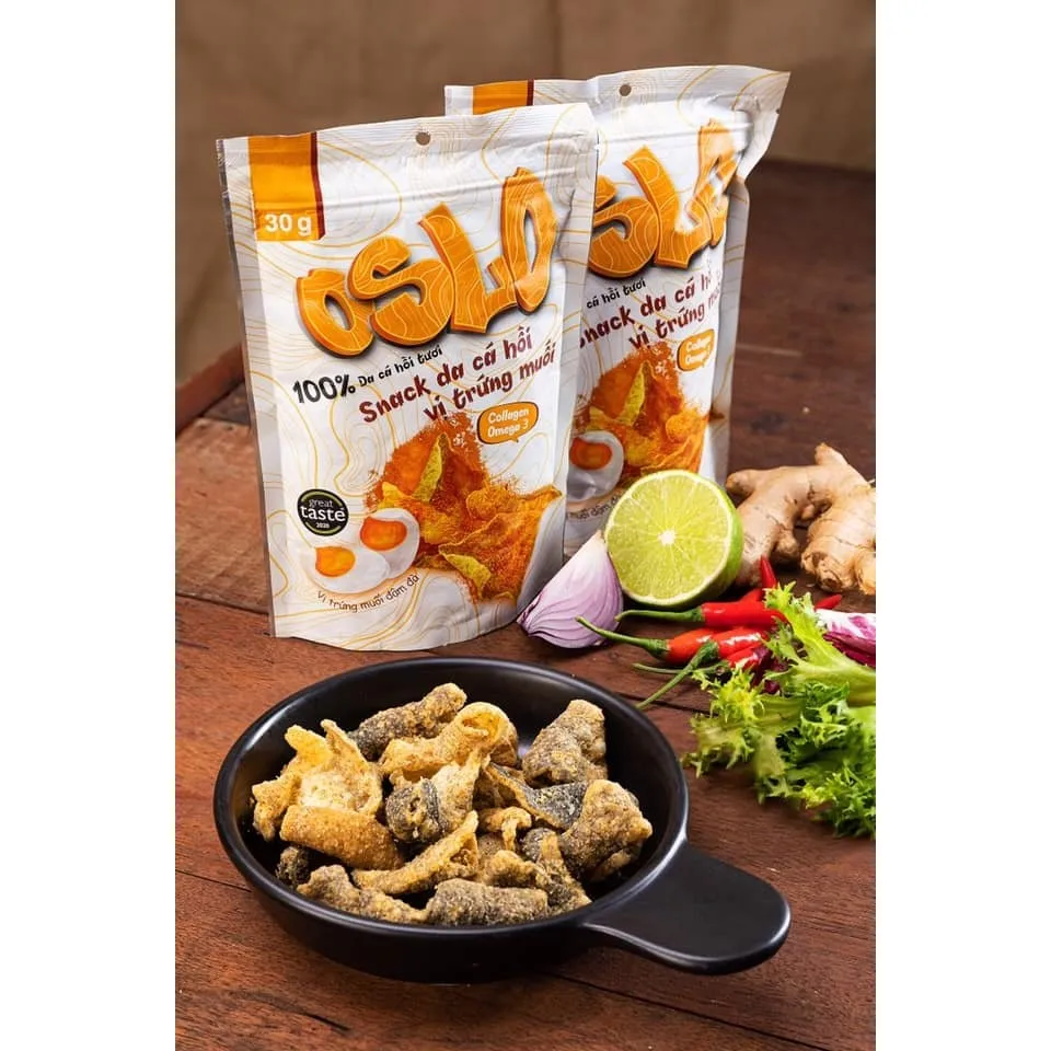 High Quality Oslo Snack Salmon Skin Salted Egg OL0001.2 seafood snacks fish 12 Months Shelf Life