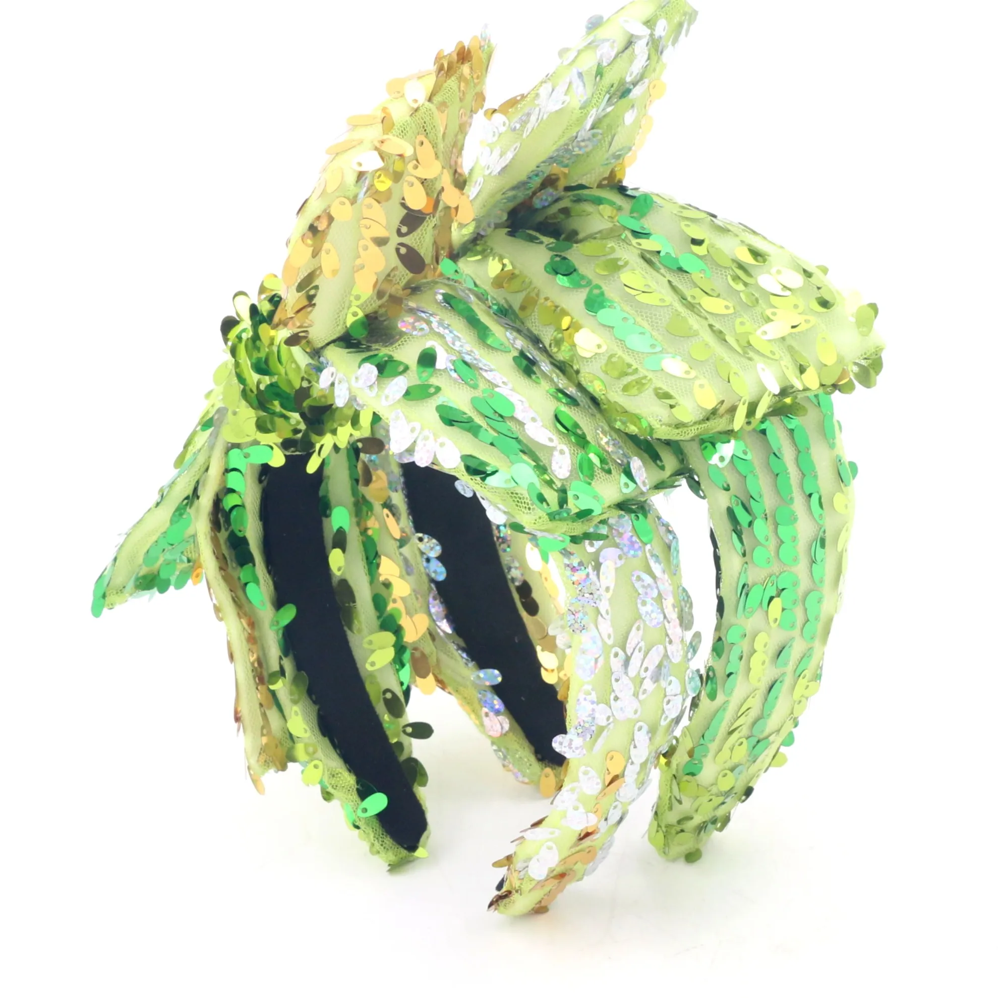 New Arrival Green and Silver Sequin Fabric Bling Headband Adult and Slim Kids Headbands for Women Bow Headbands