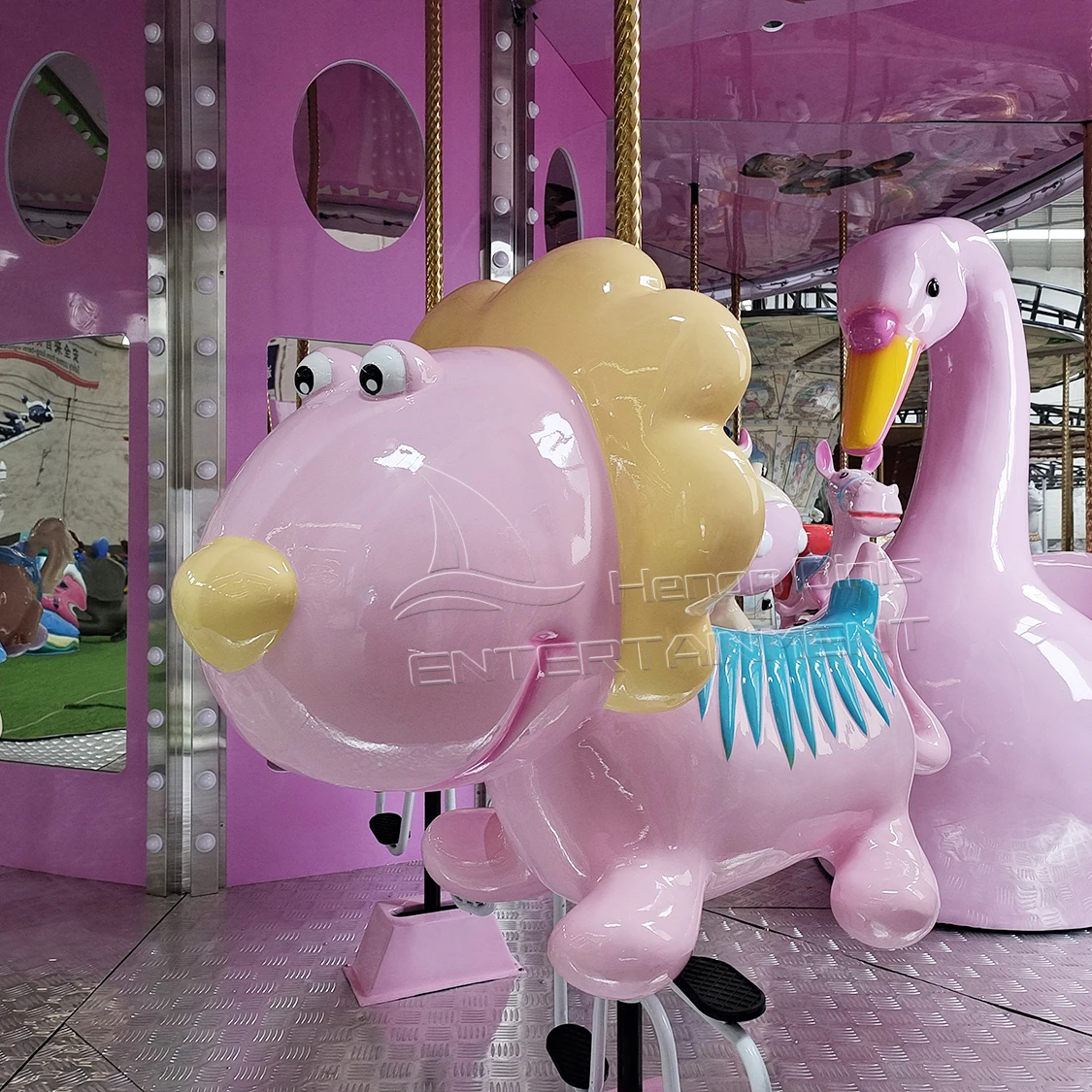 Indoor Soft Play Spin Carousel Ride Soft Play Merry Go Round for Kids