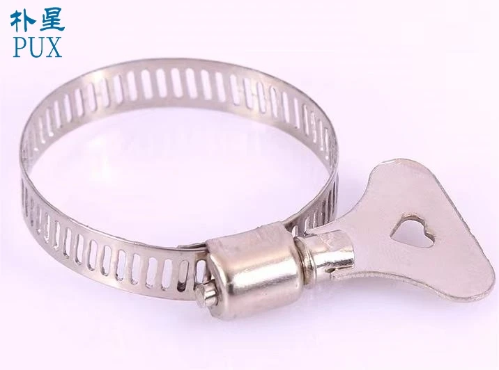 304 201 316 stainless steel American type hose clamp with plastic/metal butterfly key for pipe fitting gardening  19/22/25/32mm