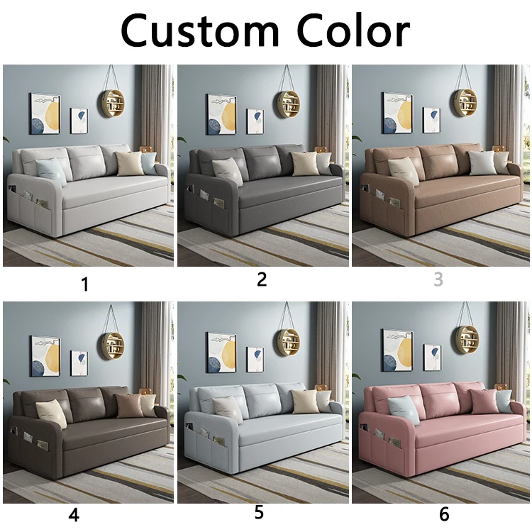 Modern Design Functional Fabric Folding Sleeping Sleeper Sofa Bed Wooden Sofa Cum Bed With Storage Wall Bed Living Room Sofas