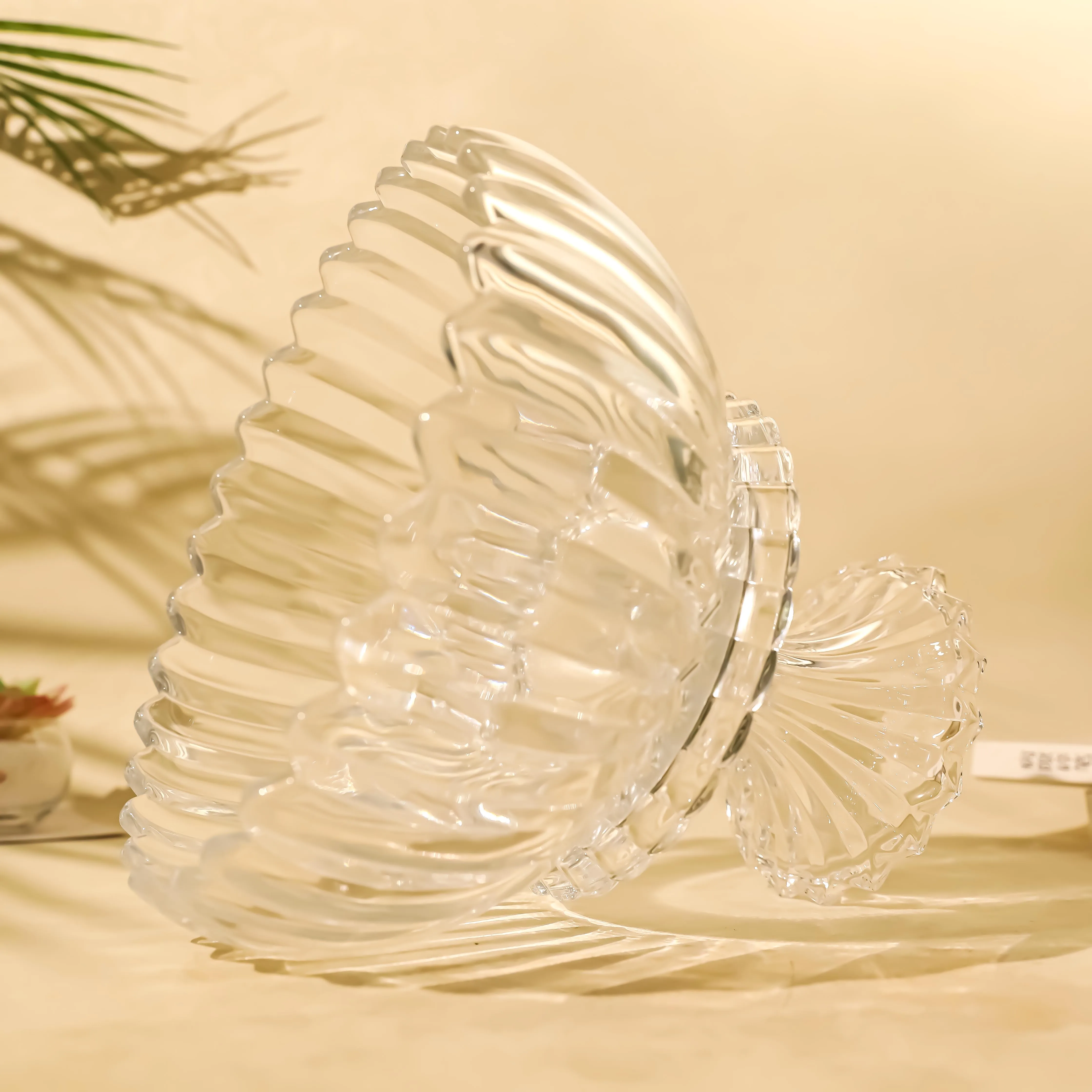 Luxury High Quality Transparent Crystal Glass Fruit Plate for Decoration Tableware Glass Plate Dishes